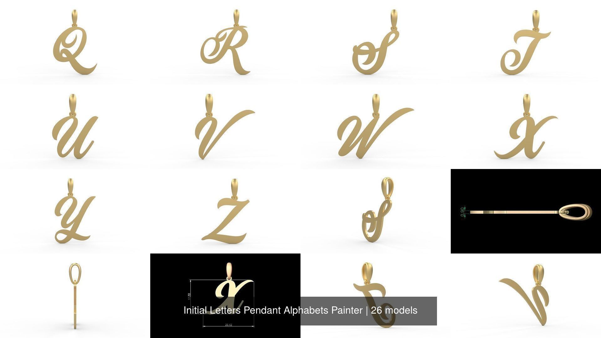 Initial Letters Pendant Alphabets Painter 3D Model Collection_2