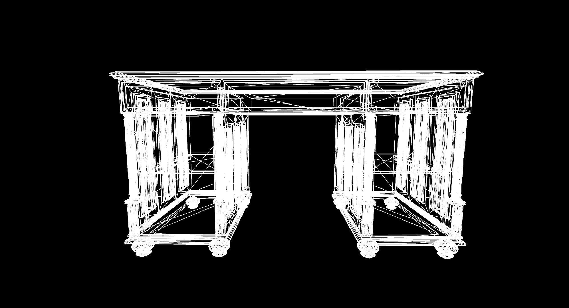 Openable victorian work desk Low-poly 3D model_28