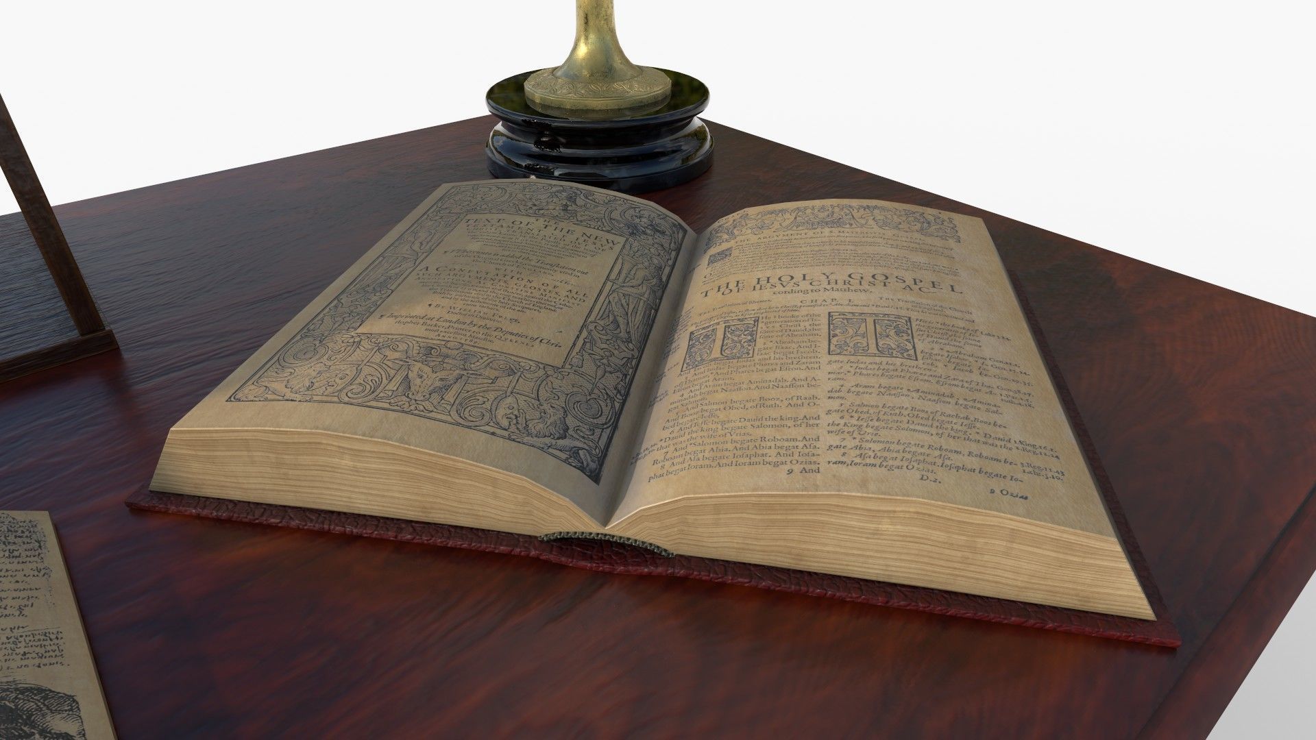 Openable victorian work desk Low-poly 3D model_7