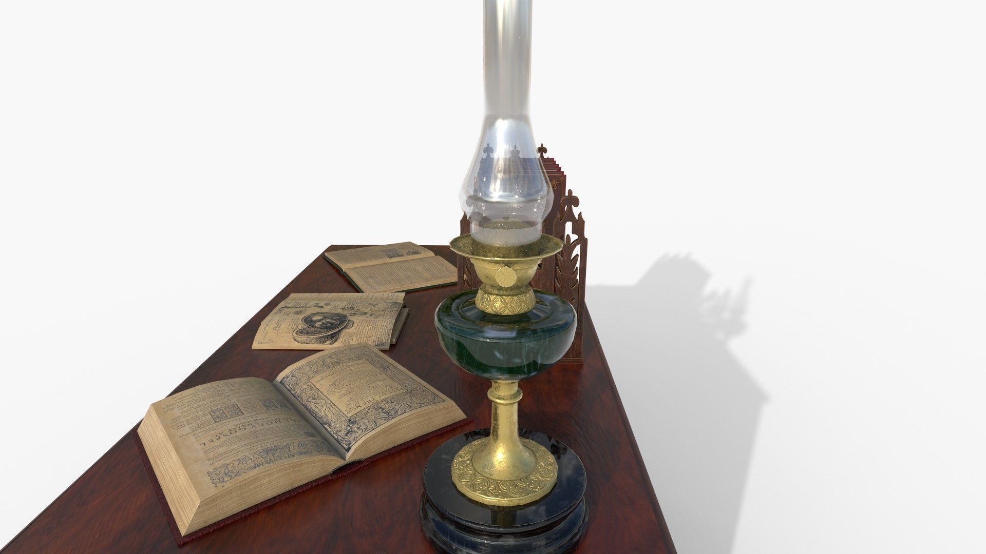 Openable victorian work desk Low-poly 3D model_12