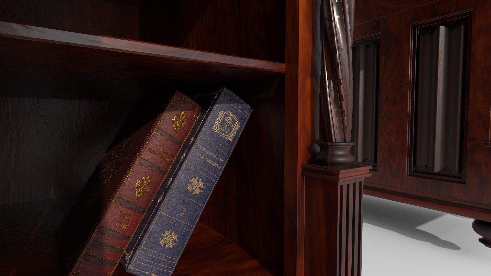 Openable victorian work desk Low-poly 3D model_14