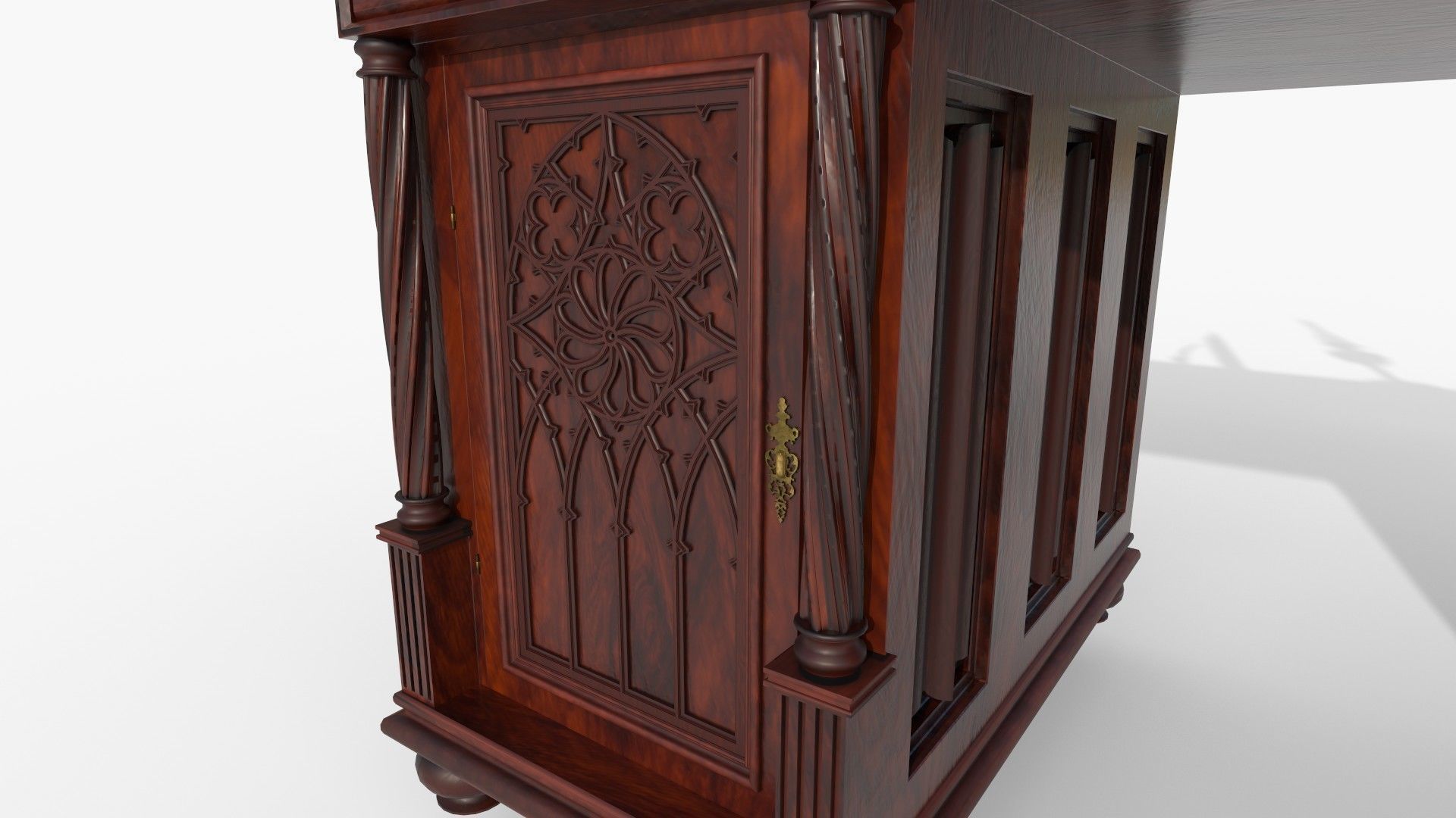 Openable victorian work desk Low-poly 3D model_24