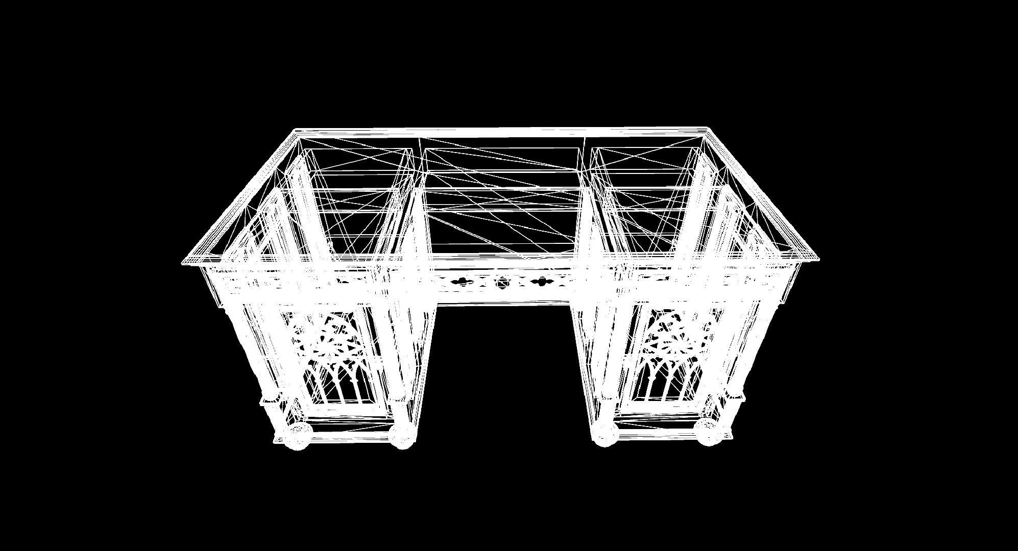Openable victorian work desk Low-poly 3D model_27