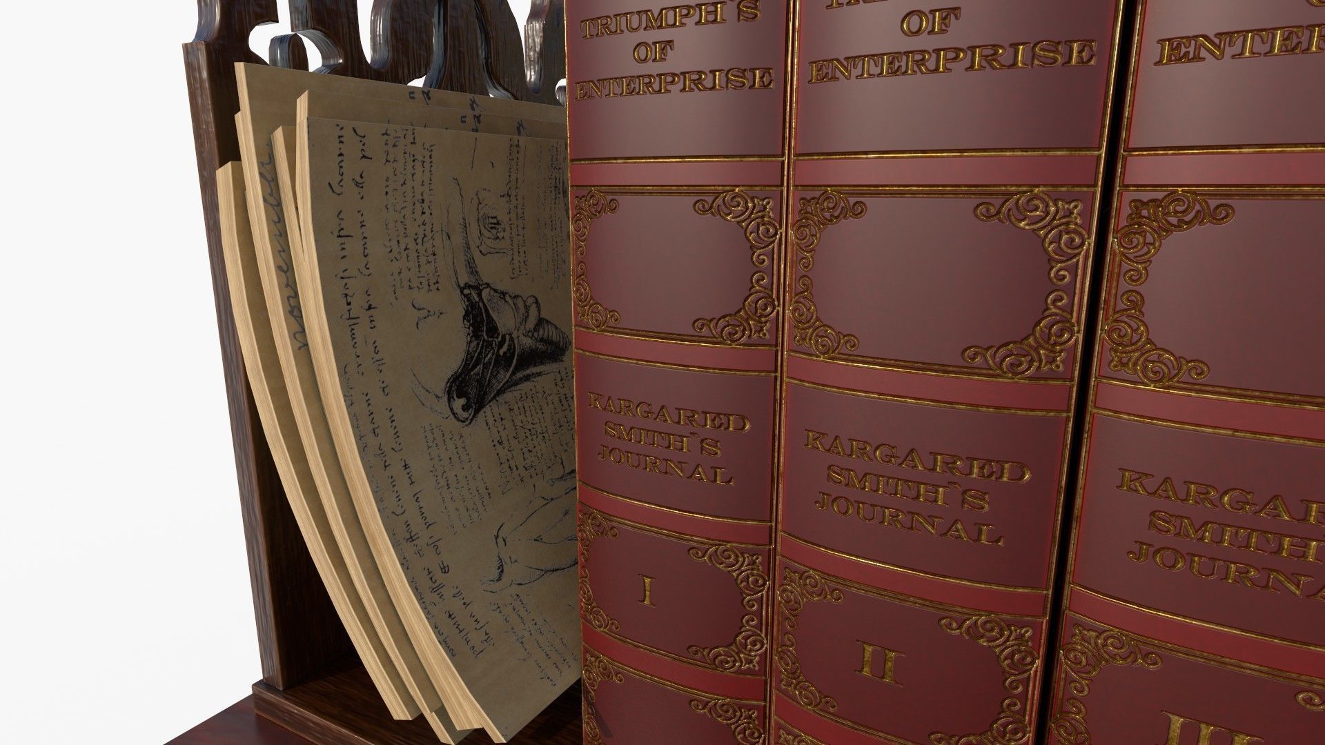 Openable victorian work desk Low-poly 3D model_23