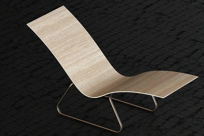 CHAIR-1002 lounge chair made of wood and metal 3D model