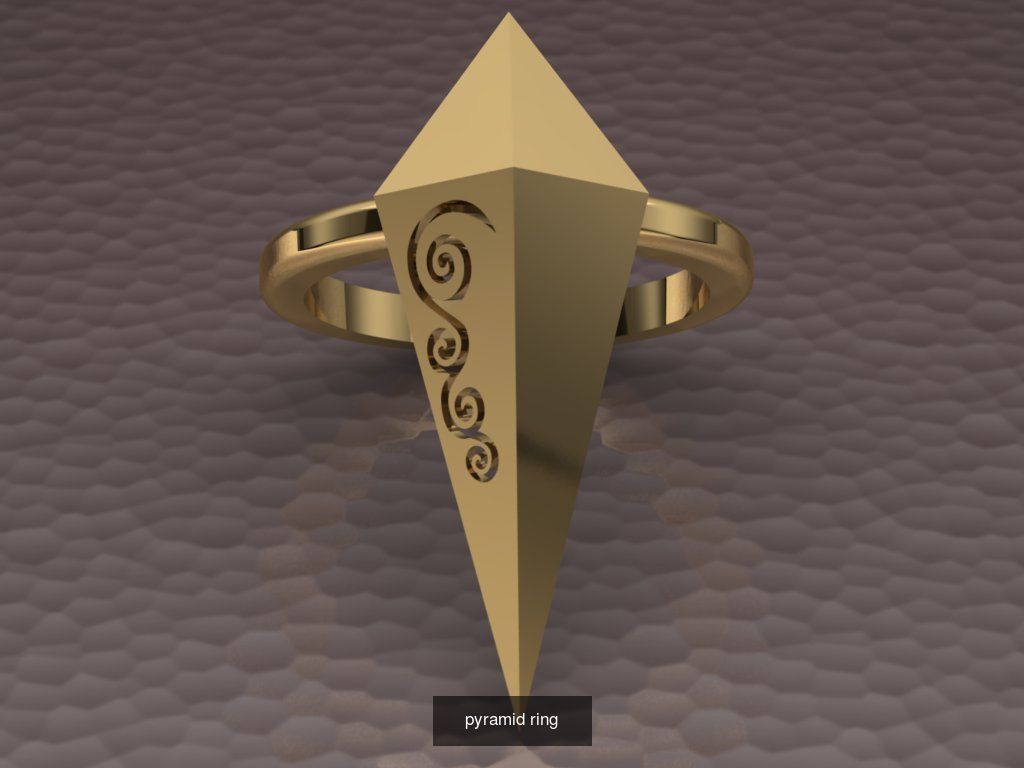 rhombic set gold ring with design 3D Model Collection_2