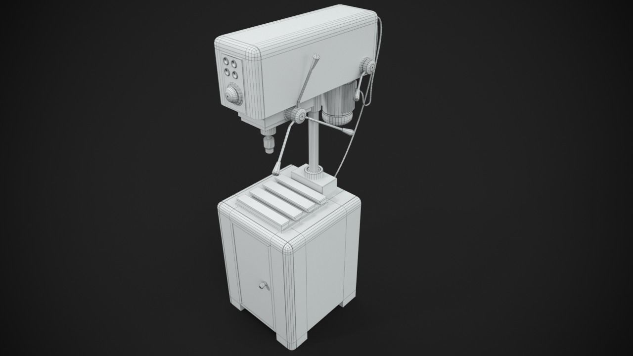 Drilling machine Low-poly 3D model_14