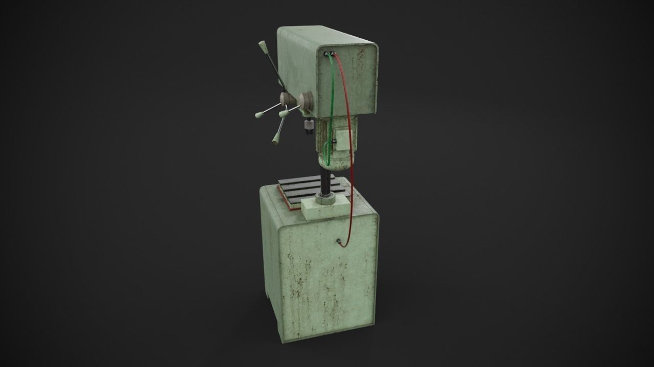Drilling machine Low-poly 3D model_6