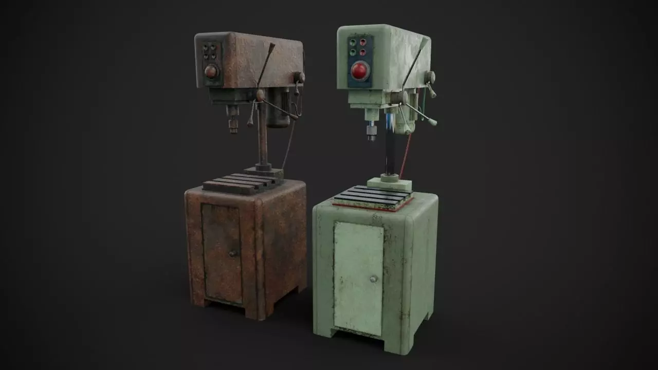 Drilling machine Low-poly 3D model_0