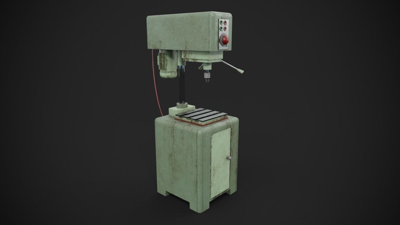Drilling machine Low-poly 3D model_8