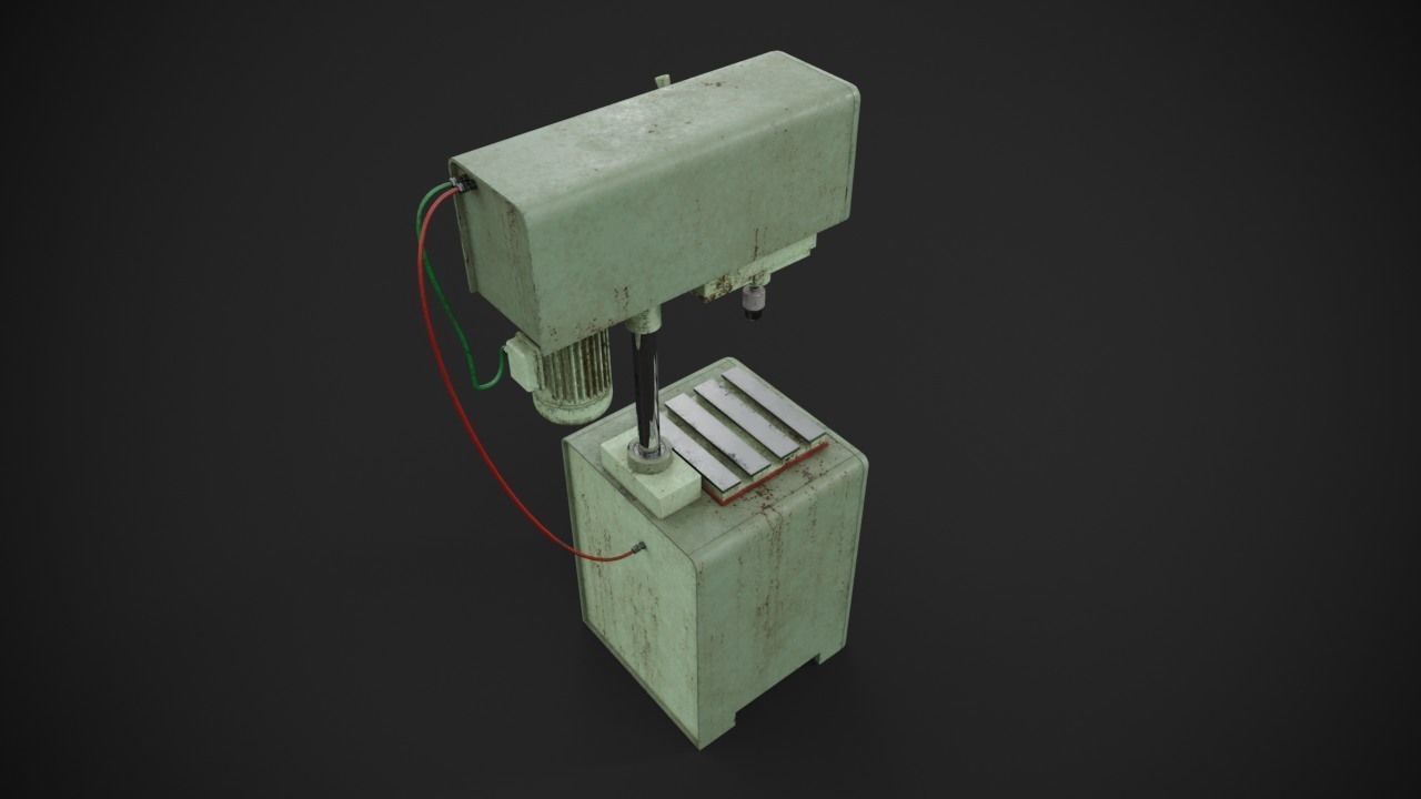Drilling machine Low-poly 3D model_7
