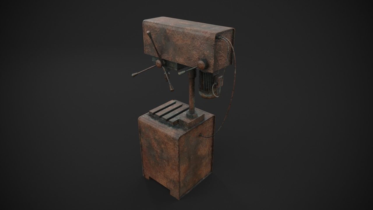 Drilling machine Low-poly 3D model_10