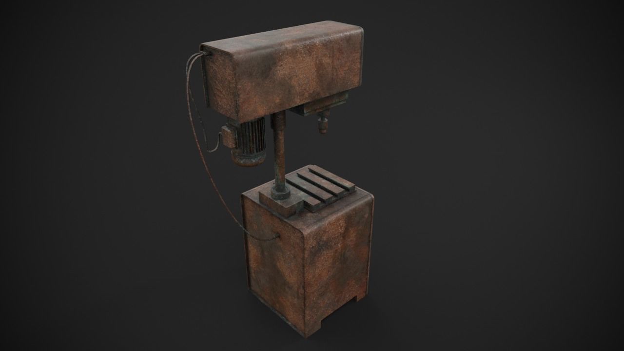 Drilling machine Low-poly 3D model_11