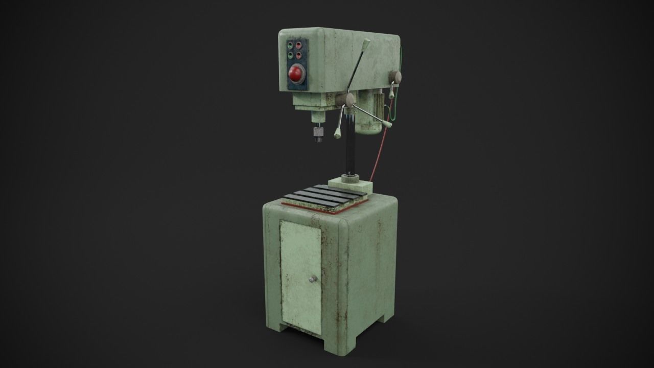 Drilling machine Low-poly 3D model_3