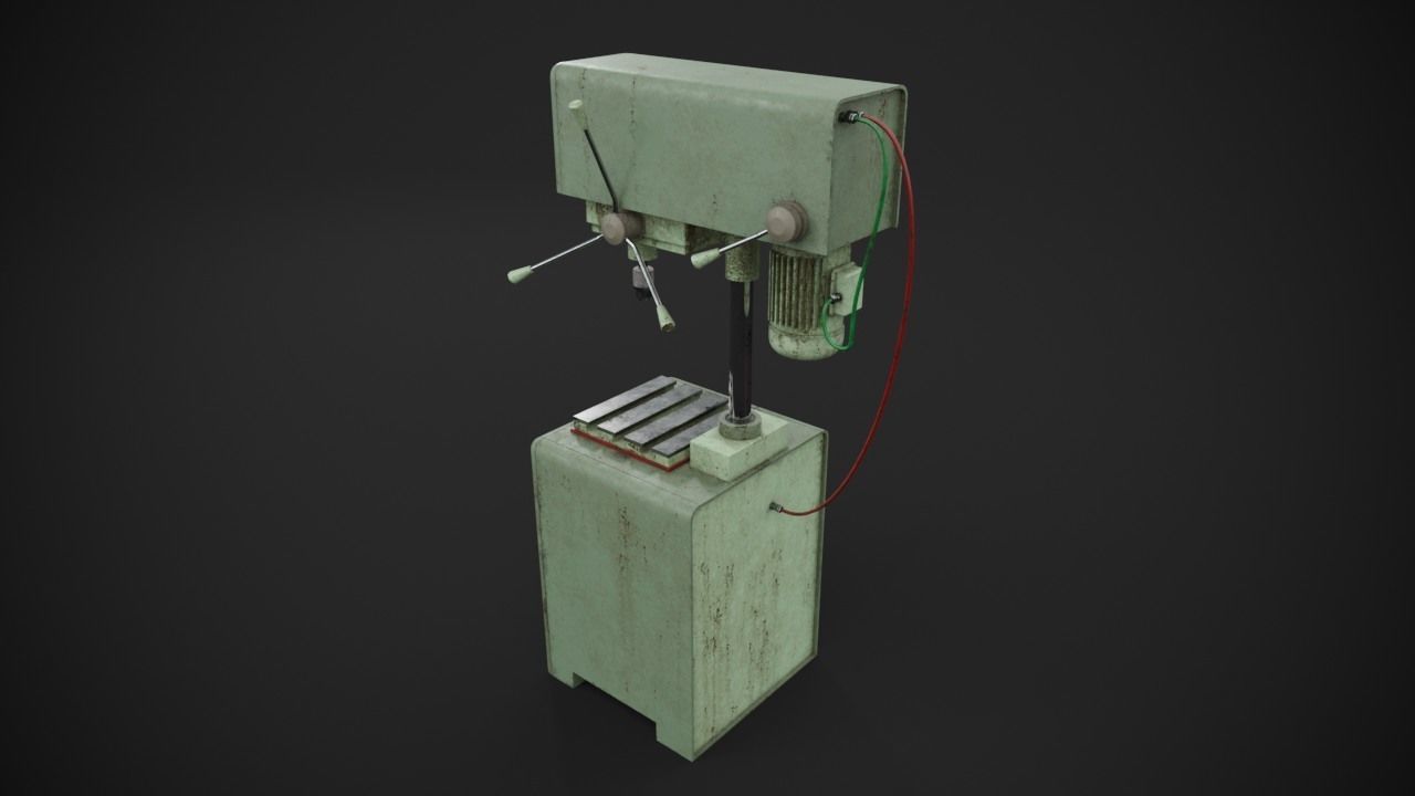 Drilling machine Low-poly 3D model_5
