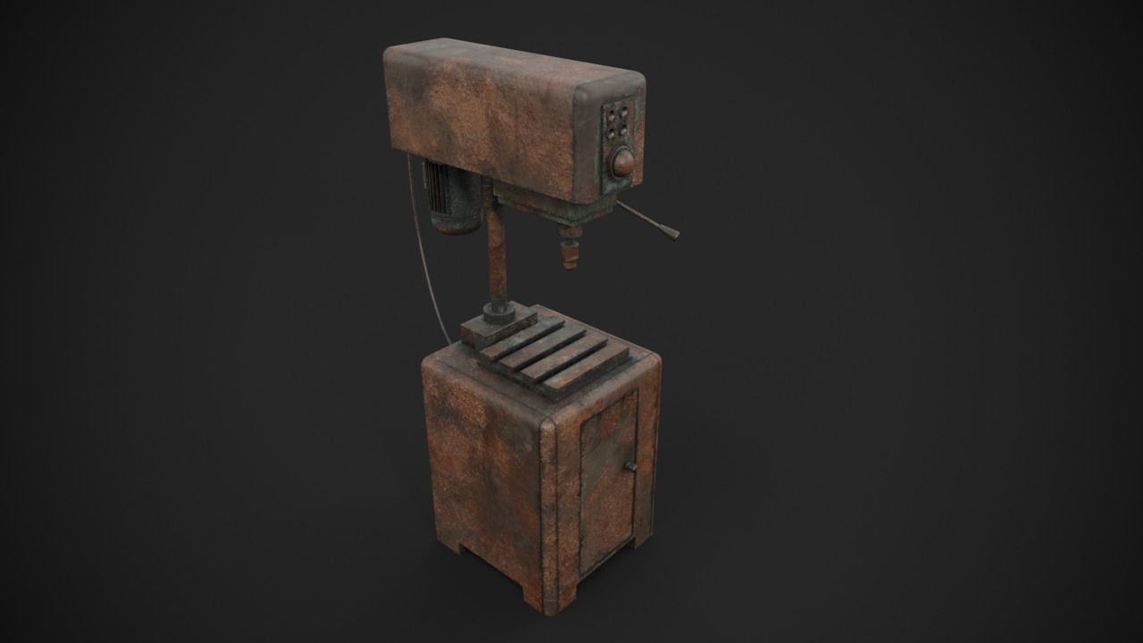 Drilling machine Low-poly 3D model_12