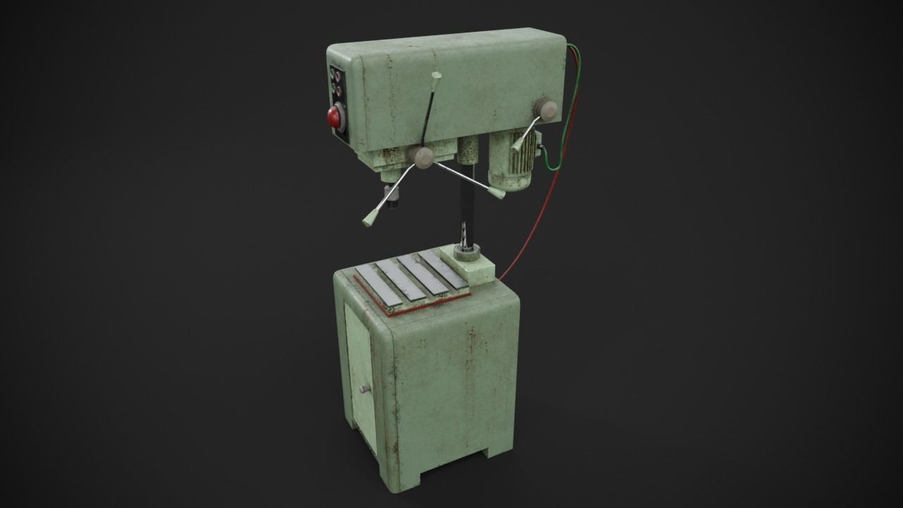 Drilling machine Low-poly 3D model_4