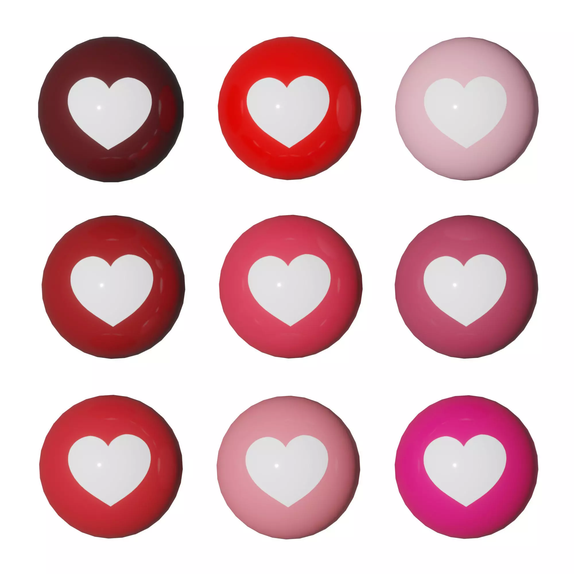 RedPink Love Icon Pack Low-poly 3D model_0