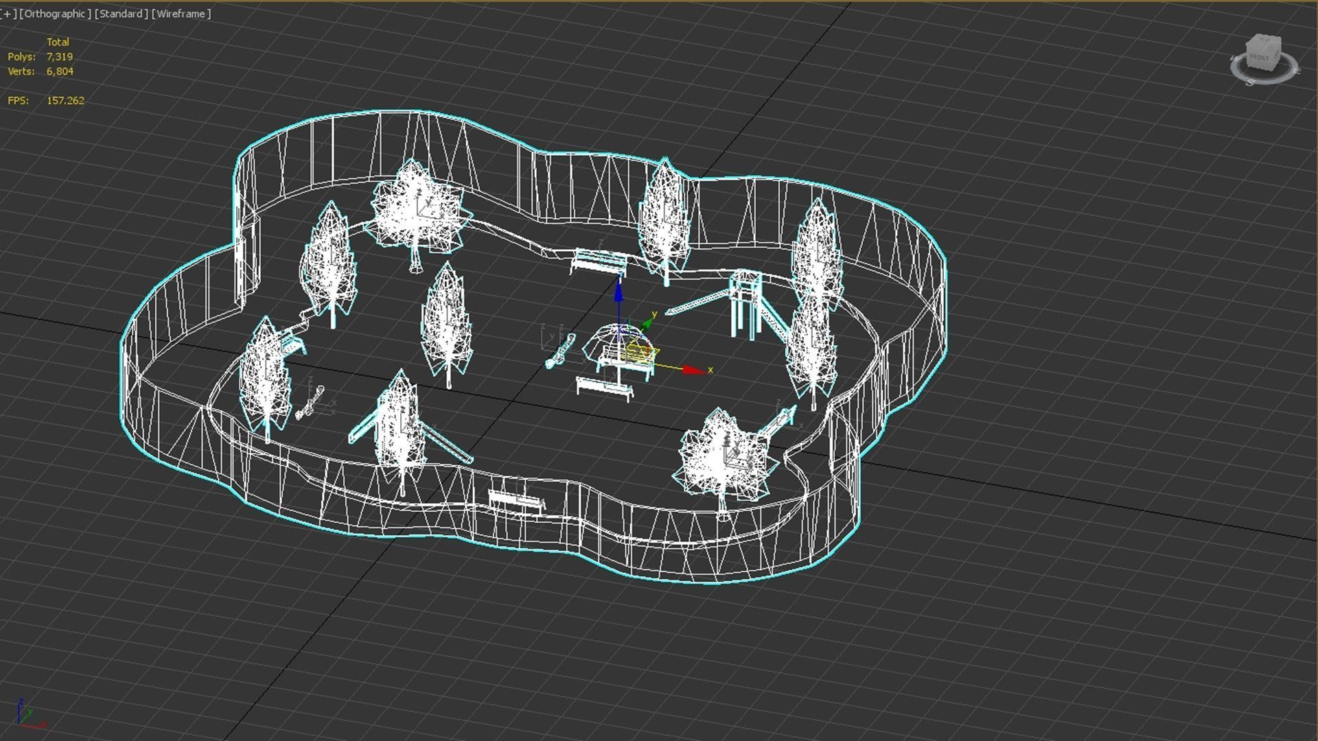Modern amusement and attractive park Low-poly 3D model_7