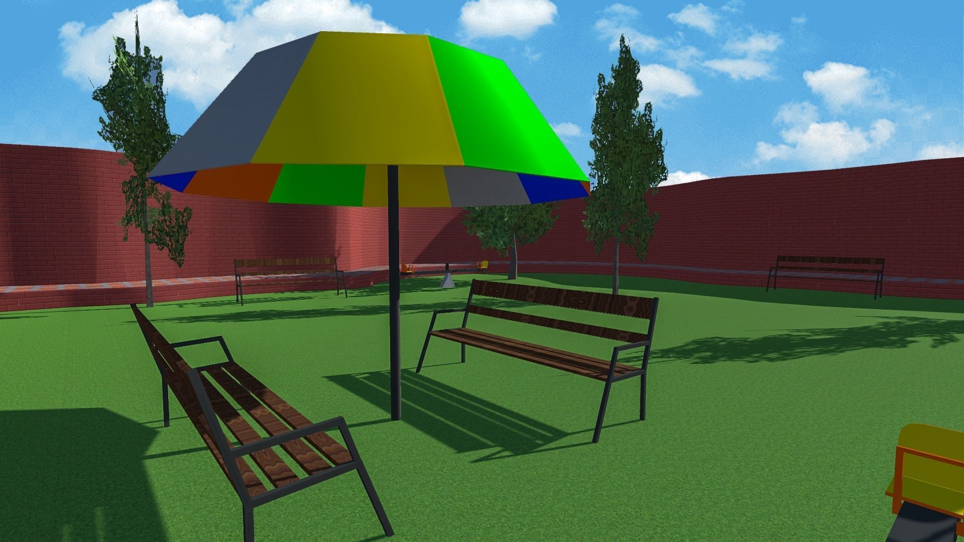 Modern amusement and attractive park Low-poly 3D model_4