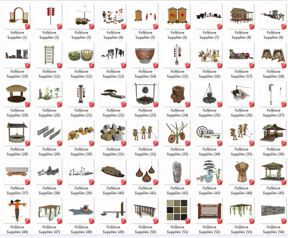 Modern Chinese Rural Utensils Material 3D model_0