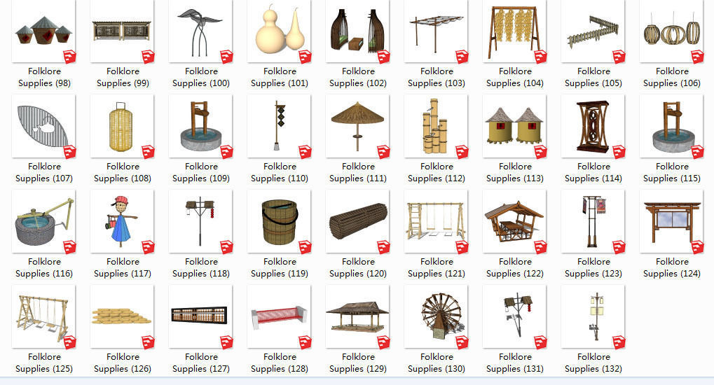 Modern Chinese Rural Utensils Material 3D model_2