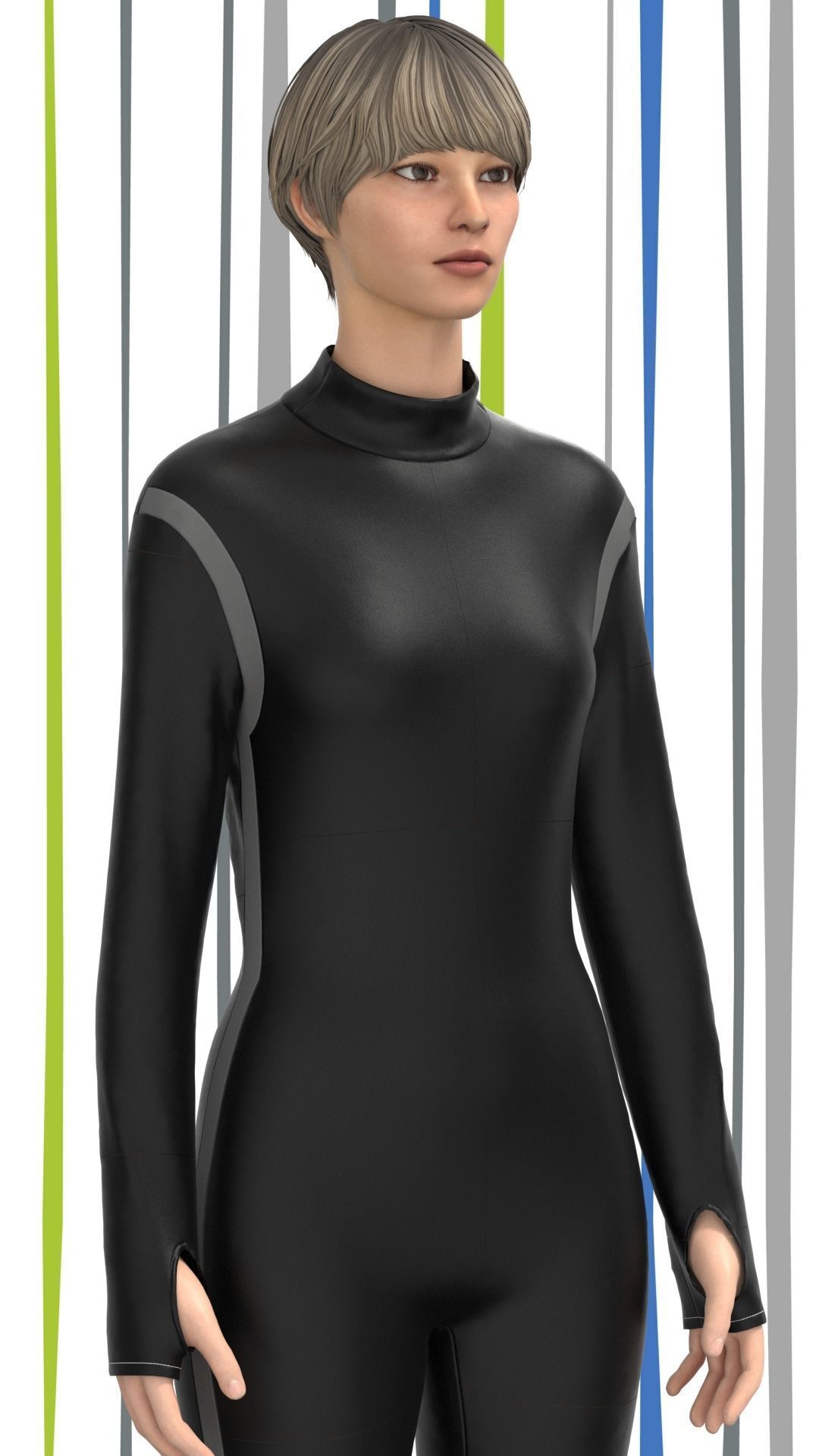 ladies bodysuit Low-poly 3D model_3