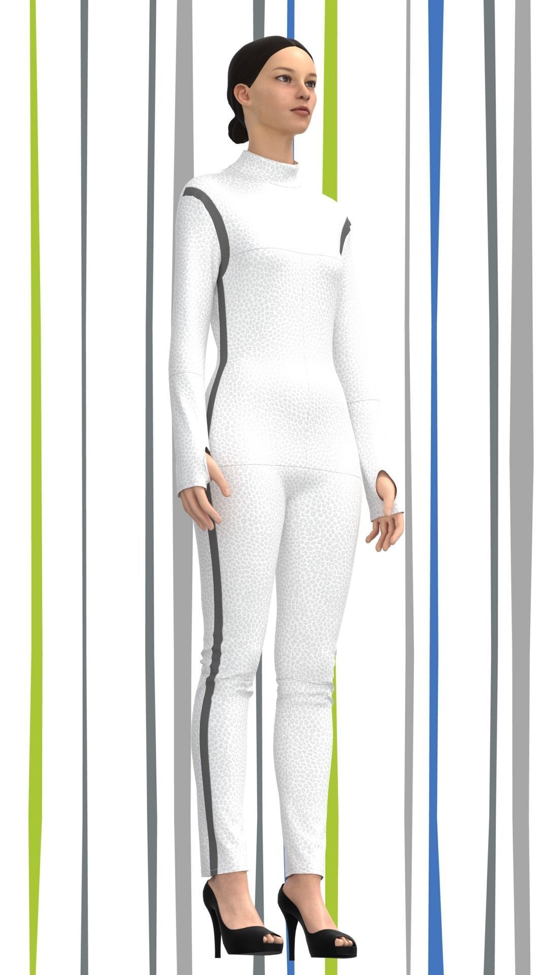 ladies bodysuit Low-poly 3D model_1
