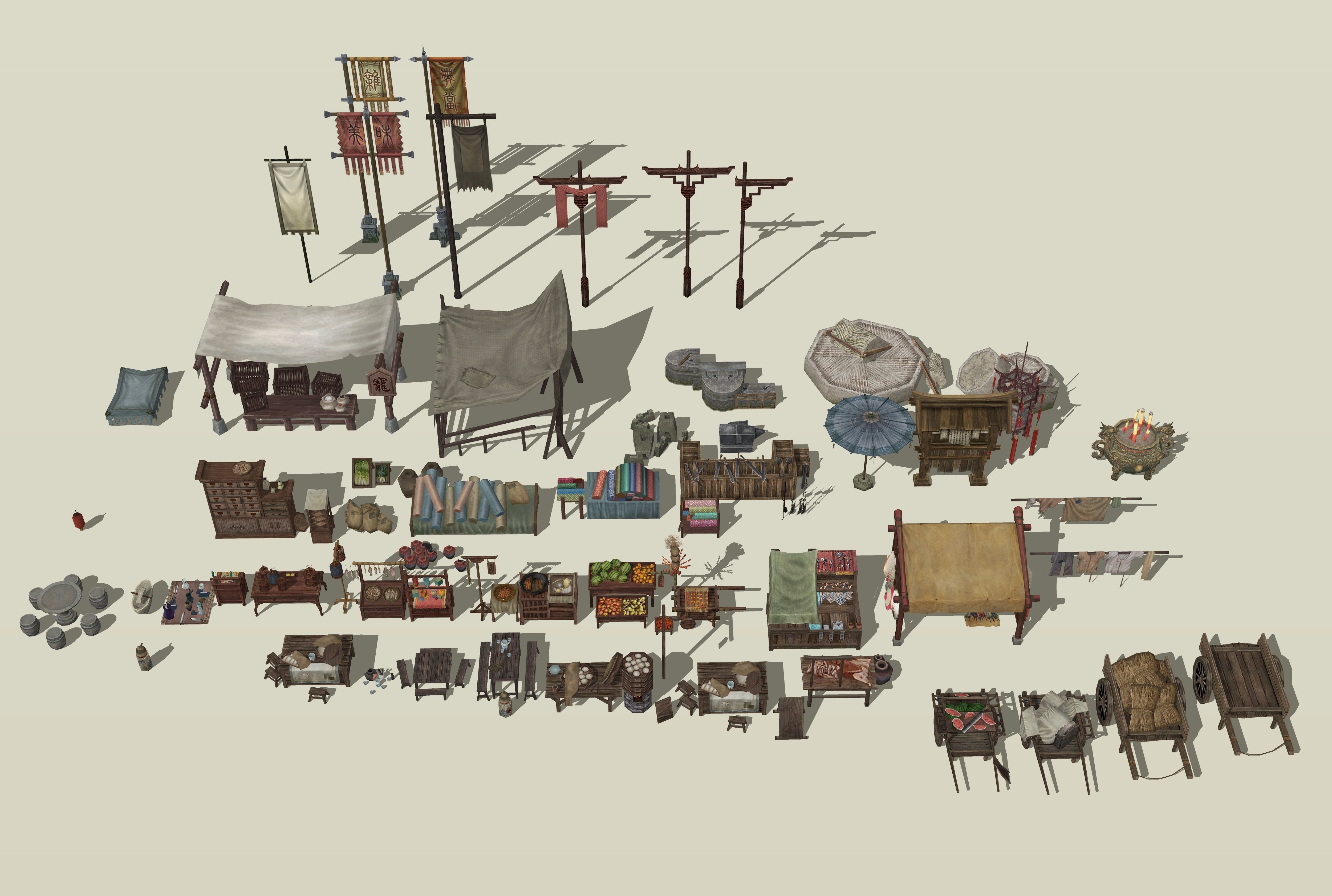 Ancient Chinese Commercial Street 3D model_1