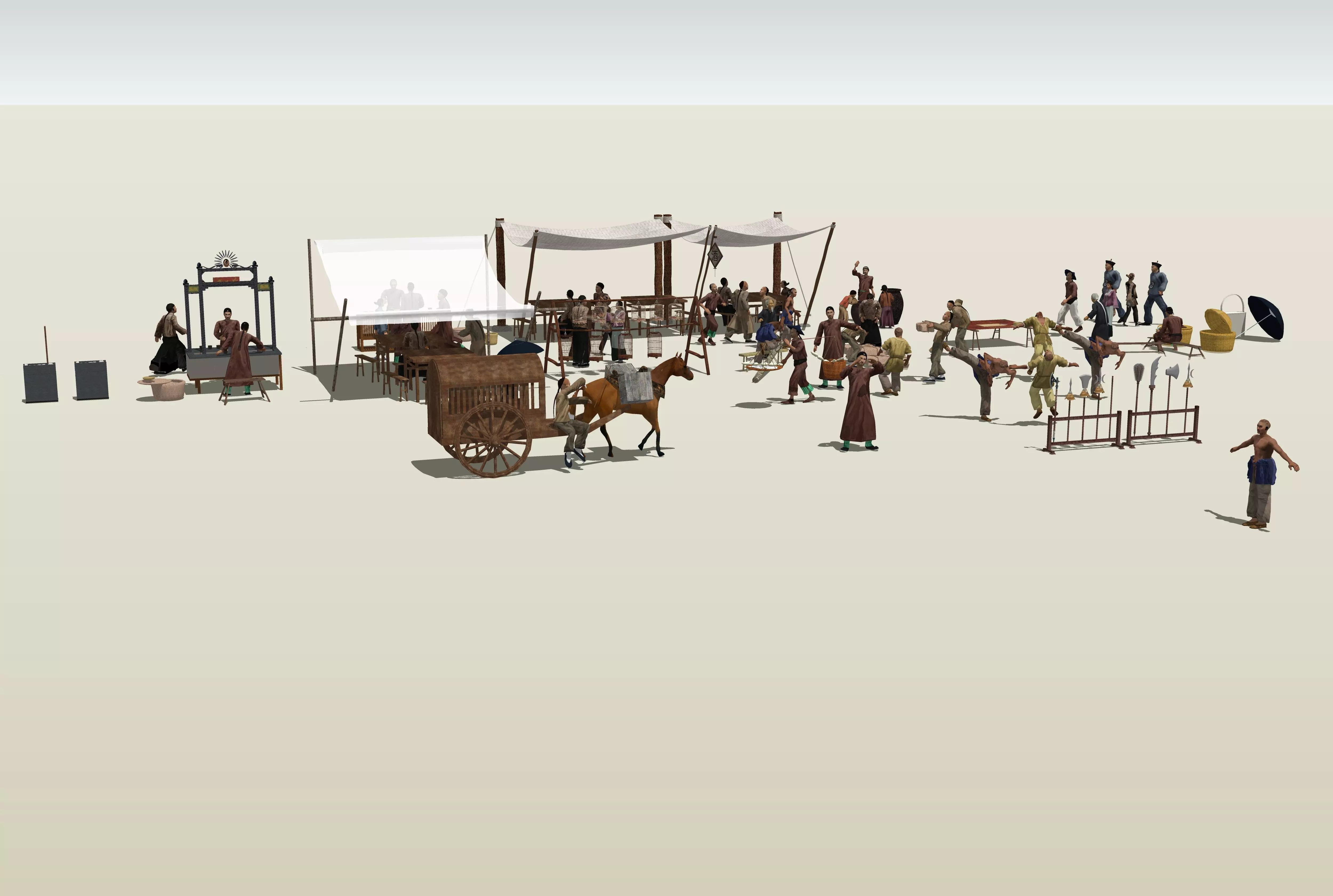 Ancient Chinese Commercial Street 3D model_0