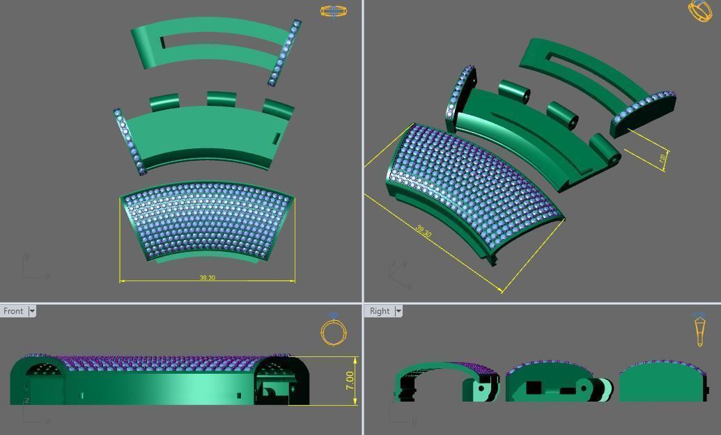 CUBAN BAND LOCK WITH STONE 3D print model_2