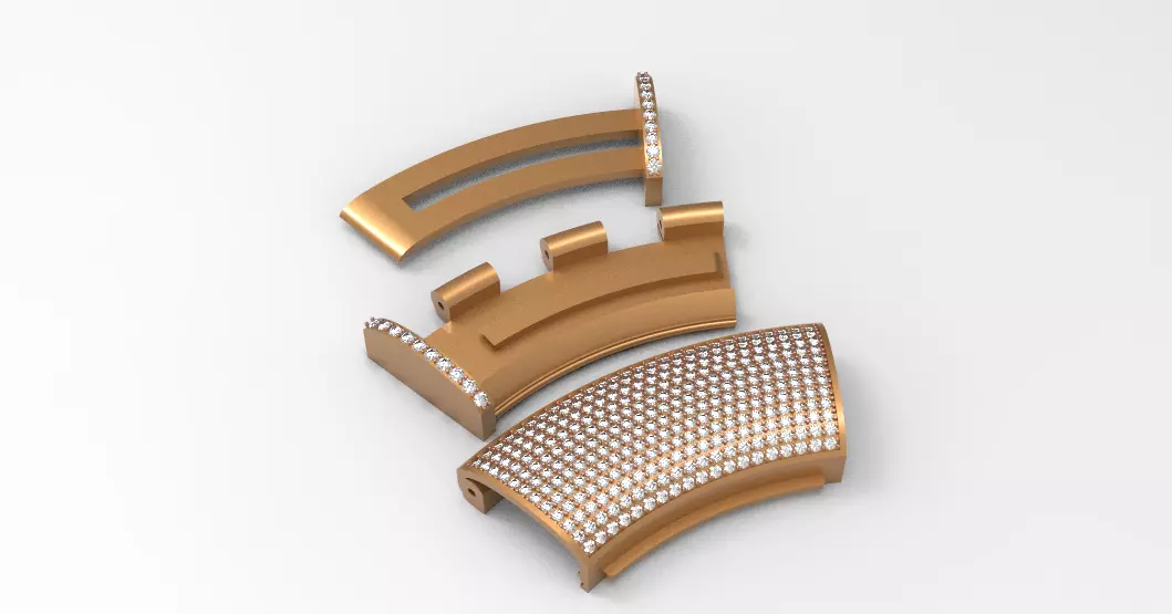 CUBAN BAND LOCK WITH STONE 3D print model_0