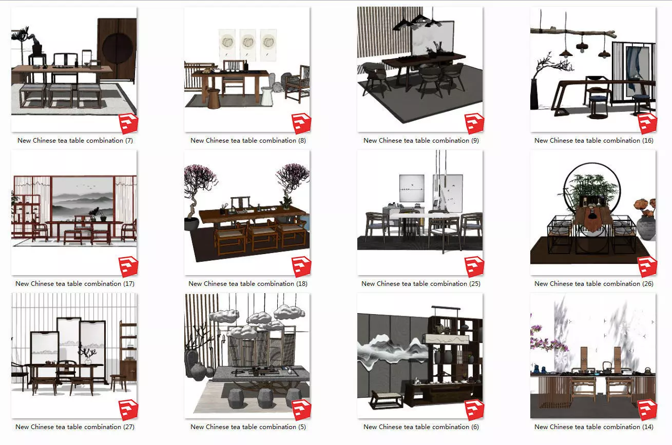 Asian style tea room 3D model_0