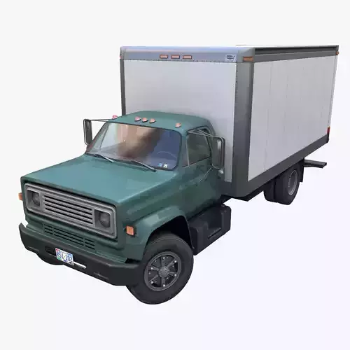 80s Industrial box truck Low-poly 3D model