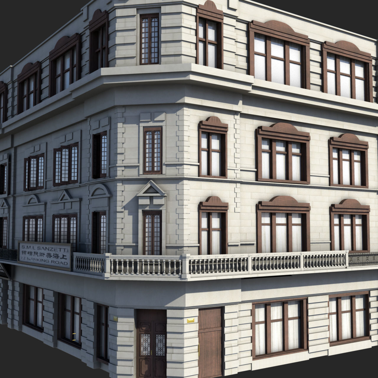 Old Shanghai delicate and rich library of details 3D model_1