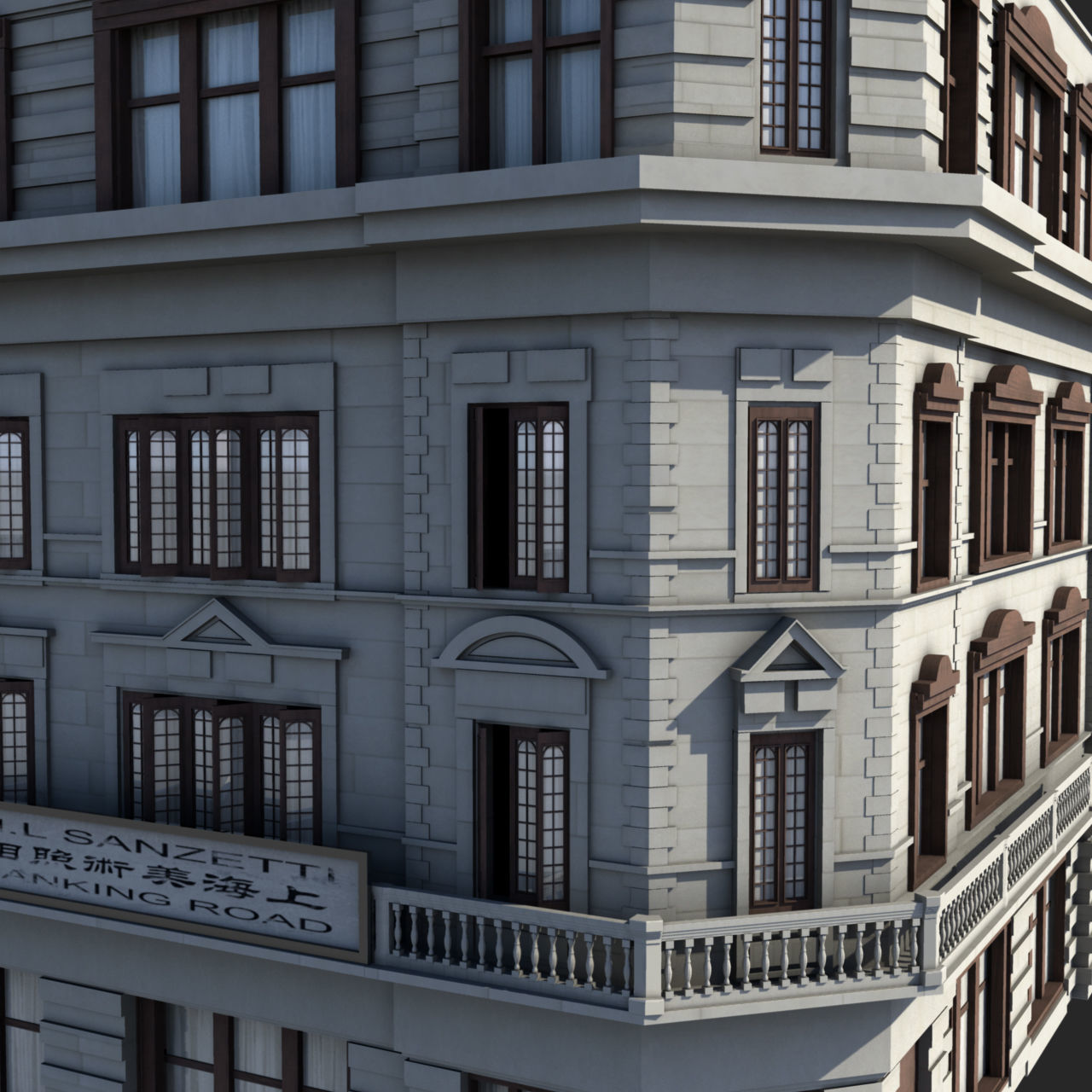 Old Shanghai delicate and rich library of details 3D model_2