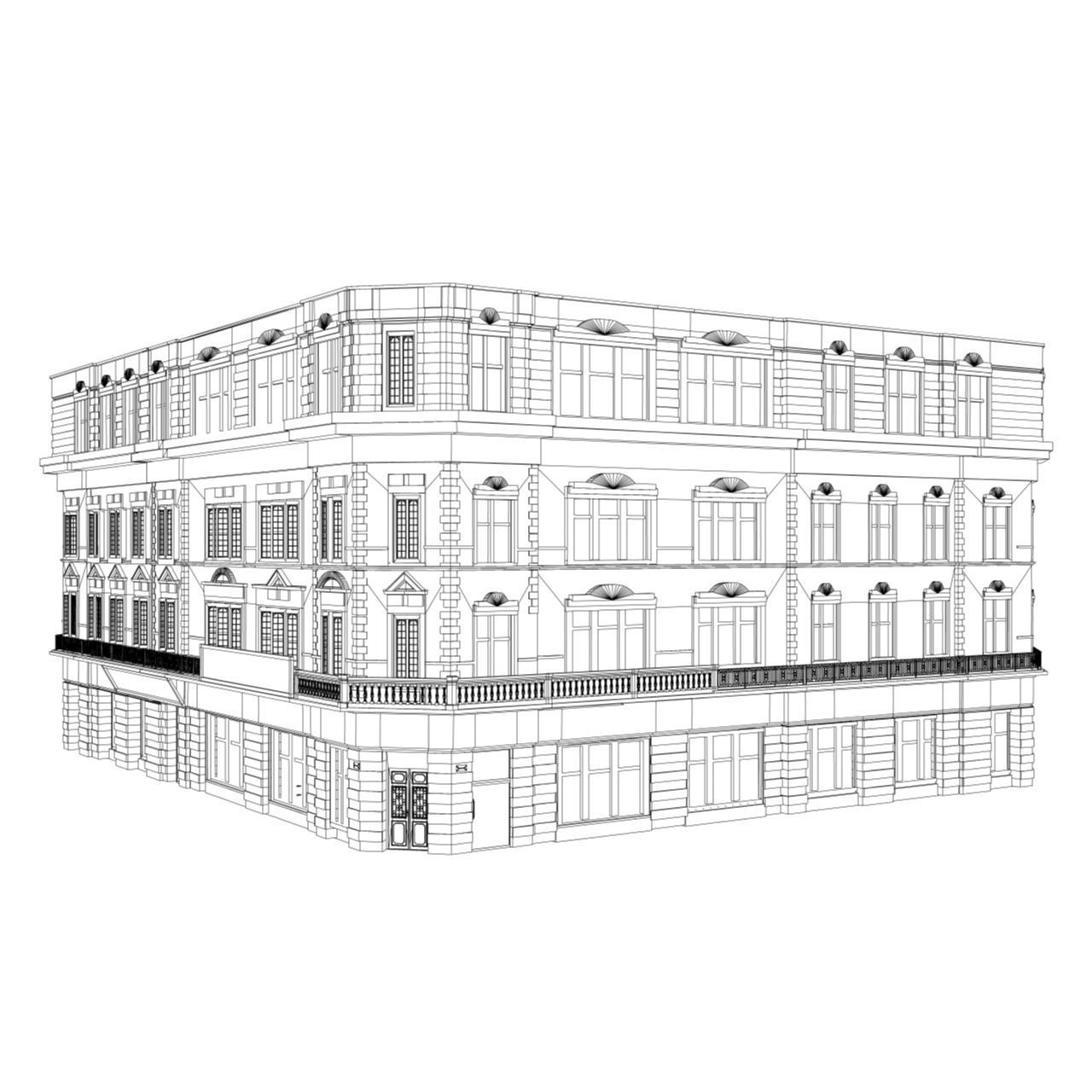 Old Shanghai delicate and rich library of details 3D model_5