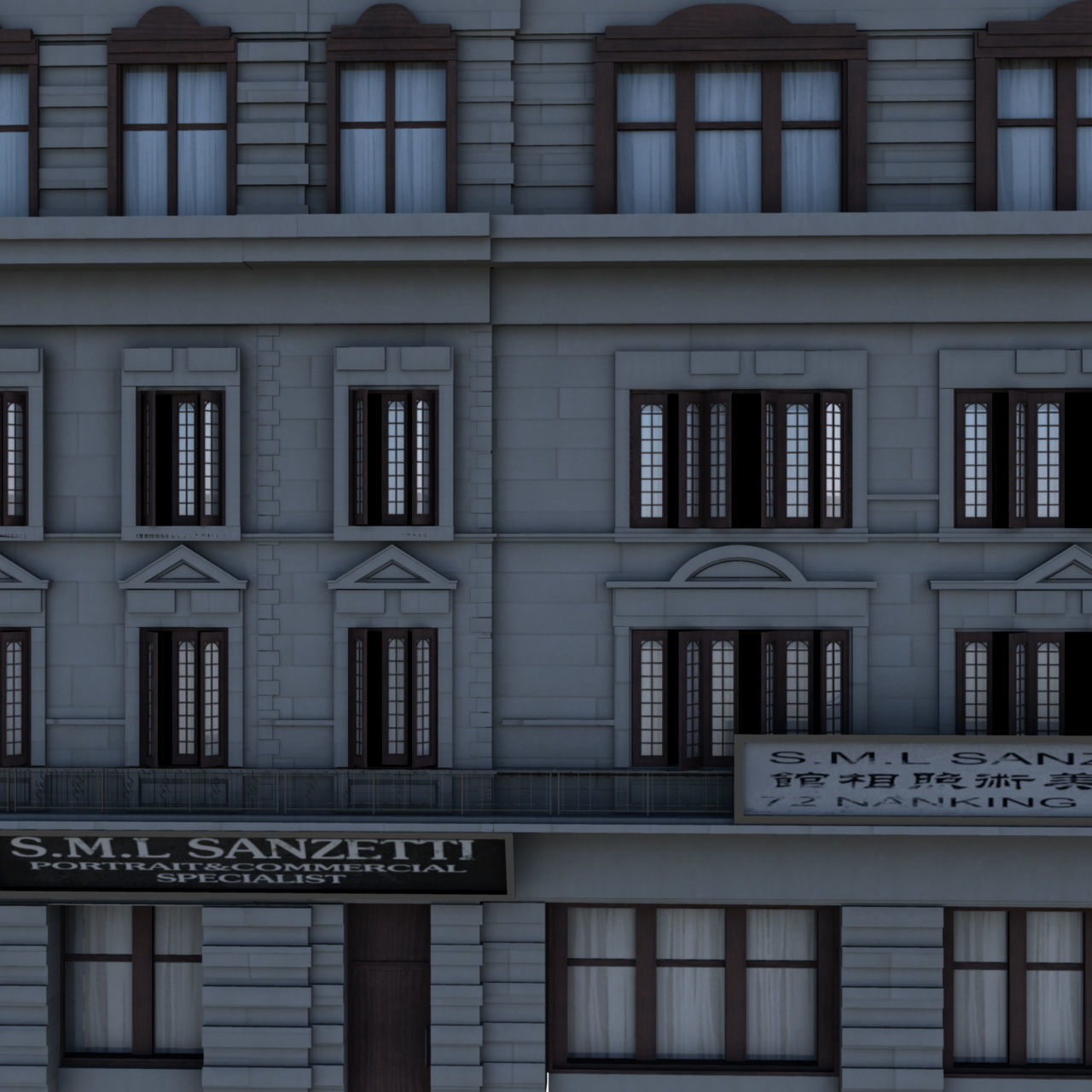 Old Shanghai delicate and rich library of details 3D model_4