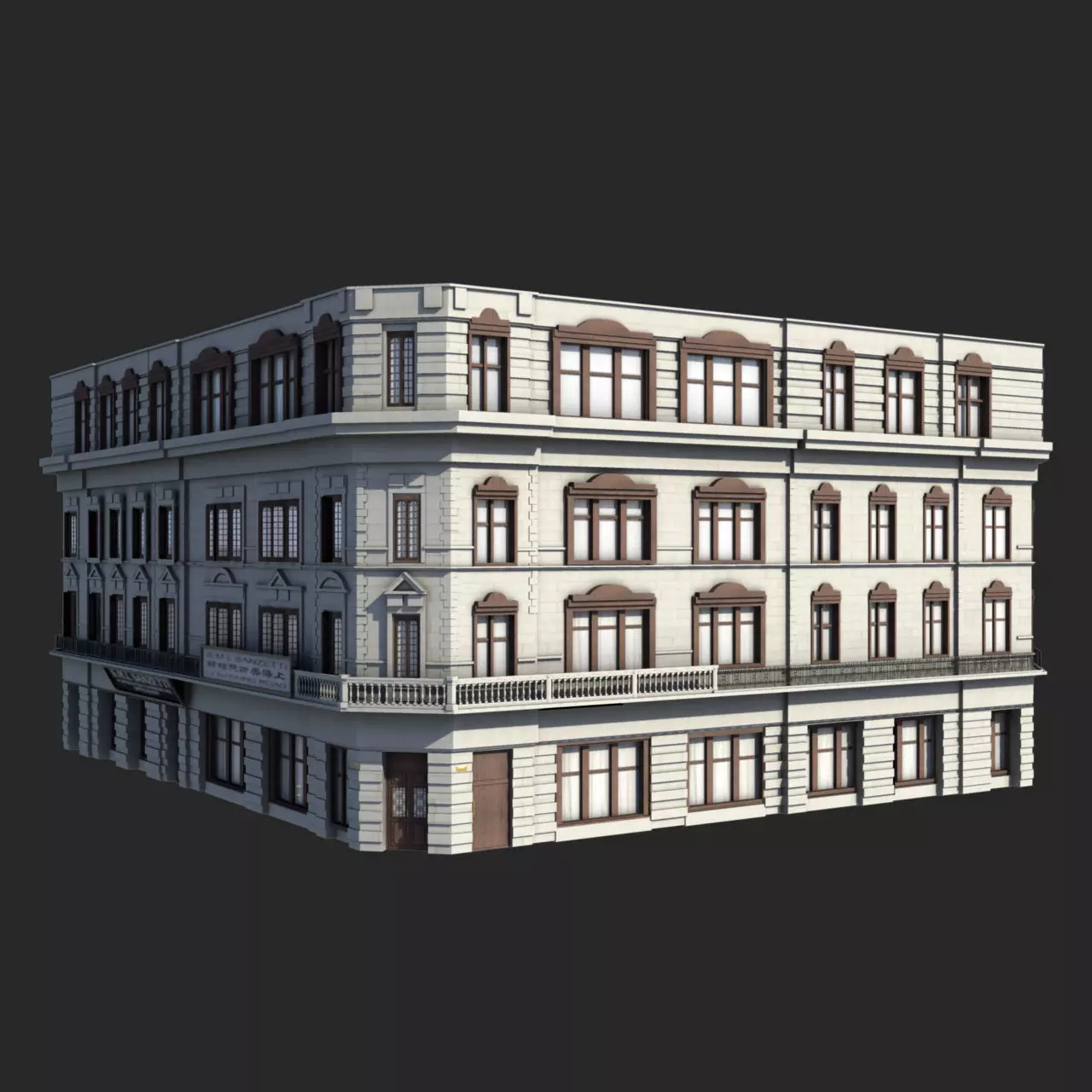 Old Shanghai delicate and rich library of details 3D model_0