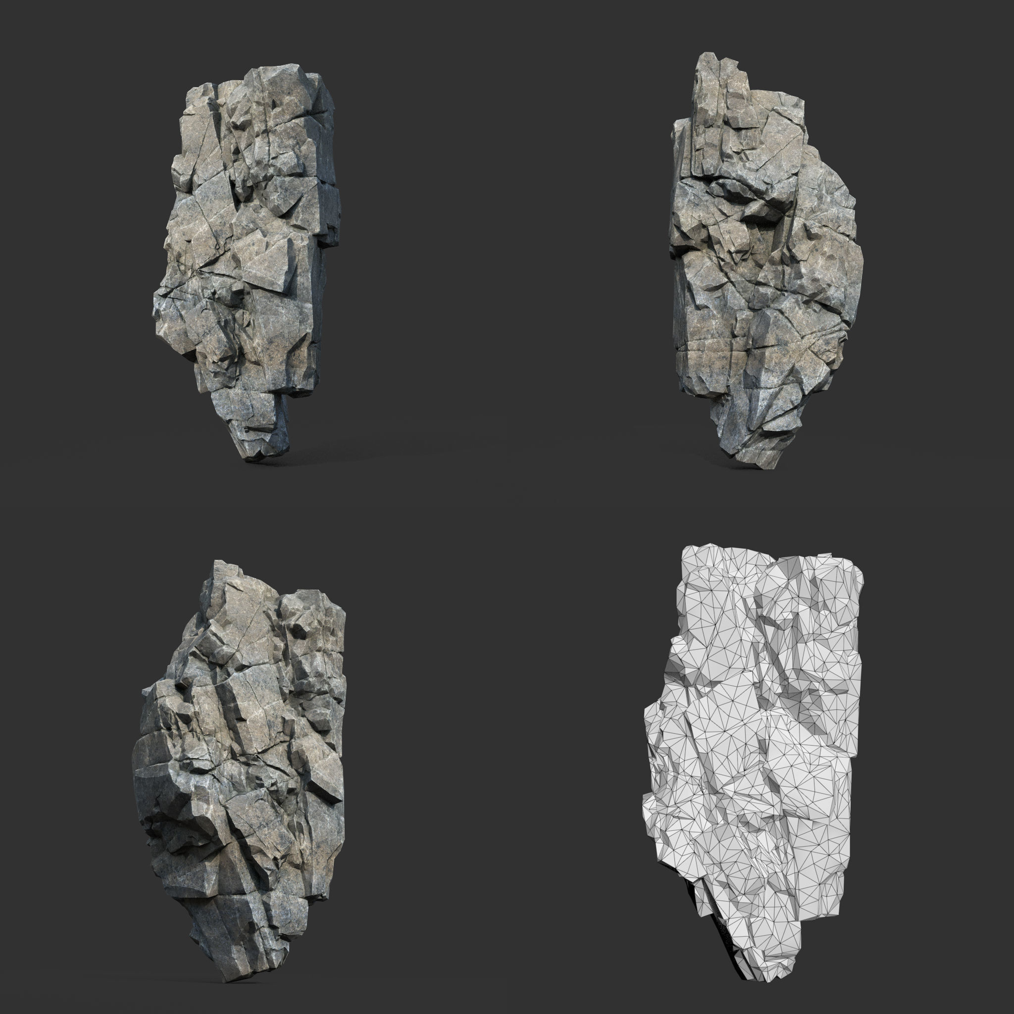 Low poly Gray Cliff Modular Rock 211219 Low-poly 3D model_18