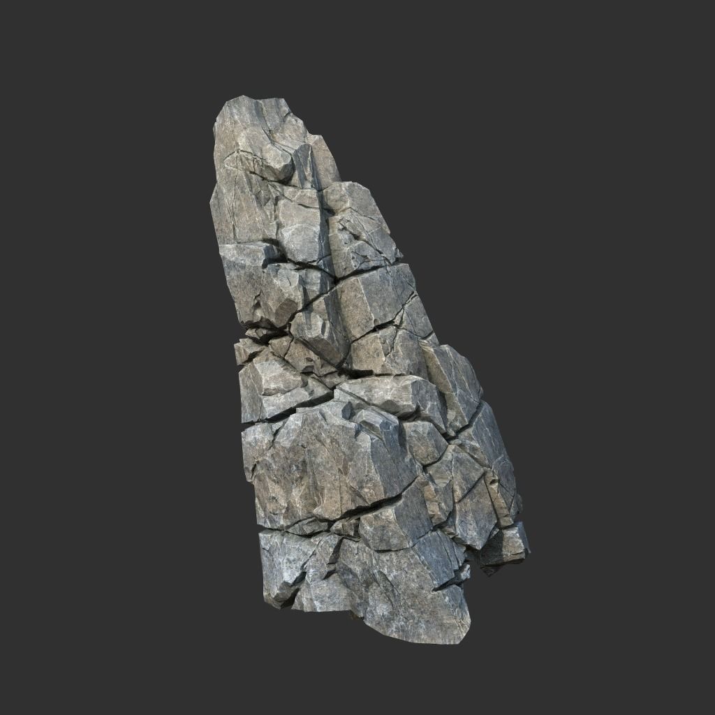 Low poly Gray Cliff Modular Rock 211219 Low-poly 3D model_5