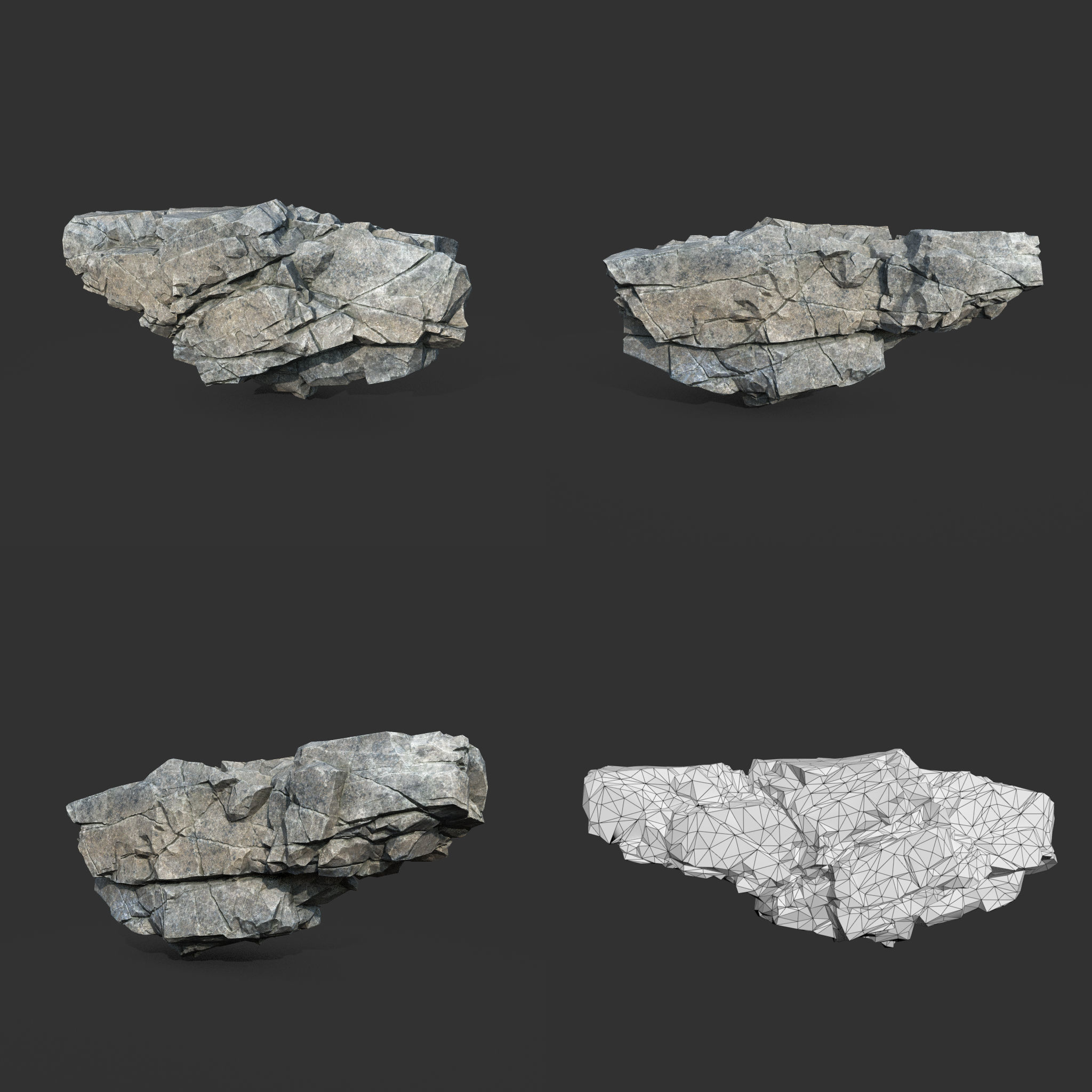 Low poly Gray Cliff Modular Rock 211219 Low-poly 3D model_12