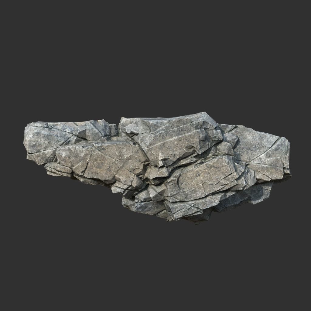 Low poly Gray Cliff Modular Rock 211219 Low-poly 3D model_11