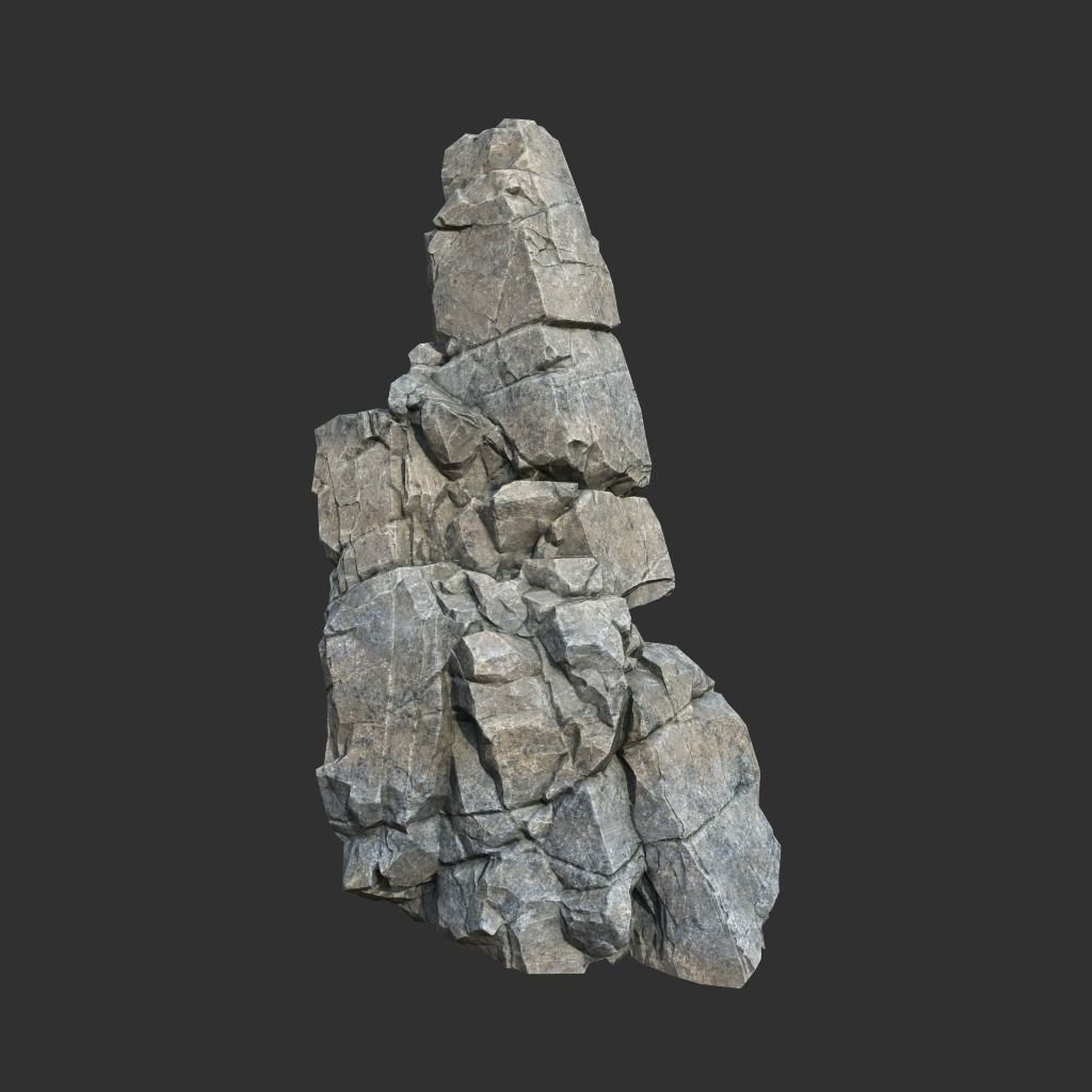 Low poly Gray Cliff Modular Rock 211219 Low-poly 3D model_1