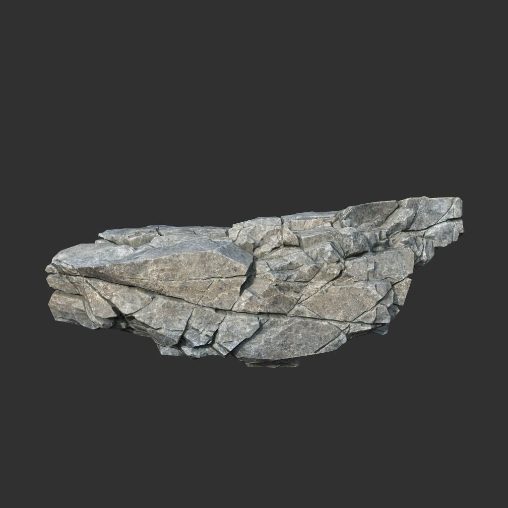 Low poly Gray Cliff Modular Rock 211219 Low-poly 3D model_7