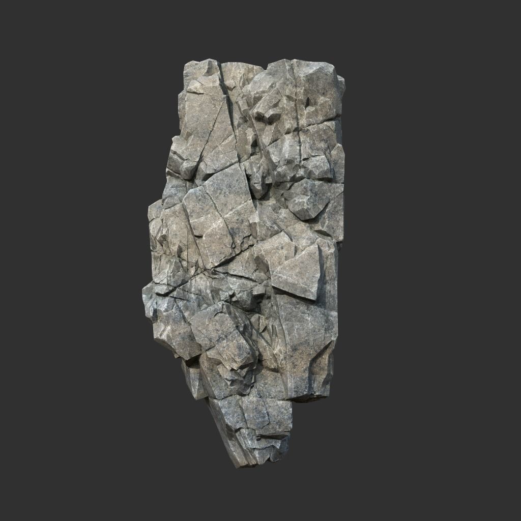 Low poly Gray Cliff Modular Rock 211219 Low-poly 3D model_17