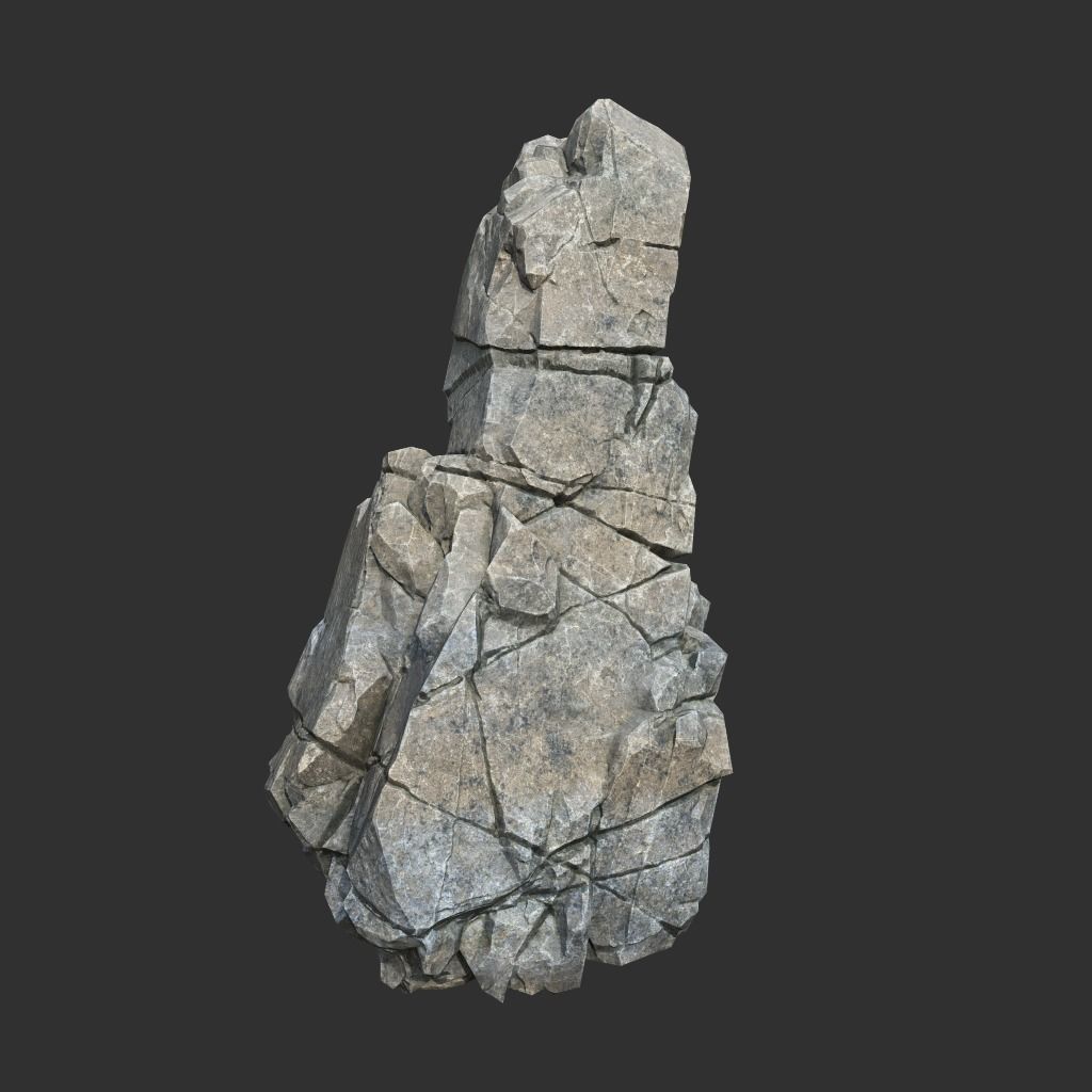 Low poly Gray Cliff Modular Rock 211219 Low-poly 3D model_3