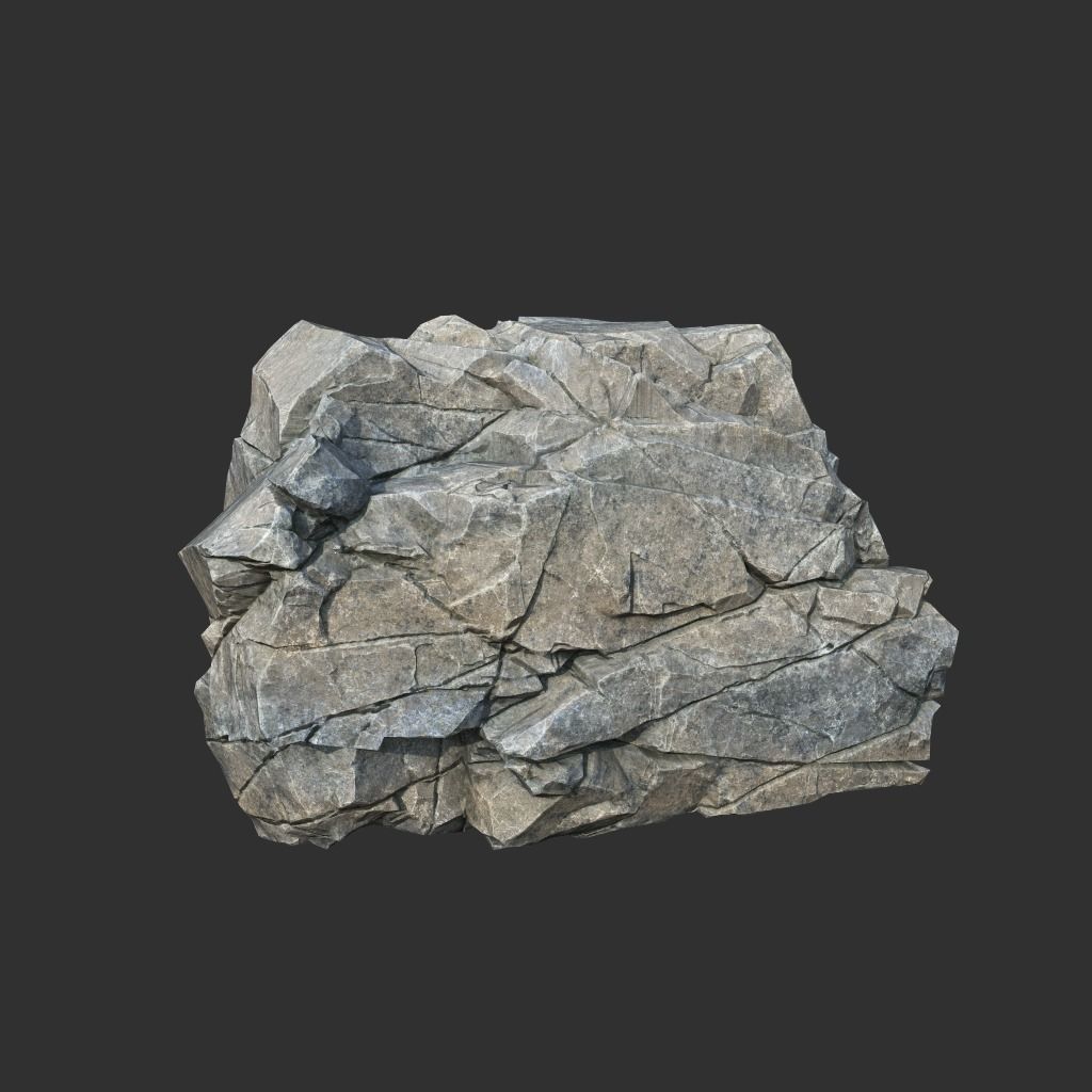 Low poly Gray Cliff Modular Rock 211219 Low-poly 3D model_9