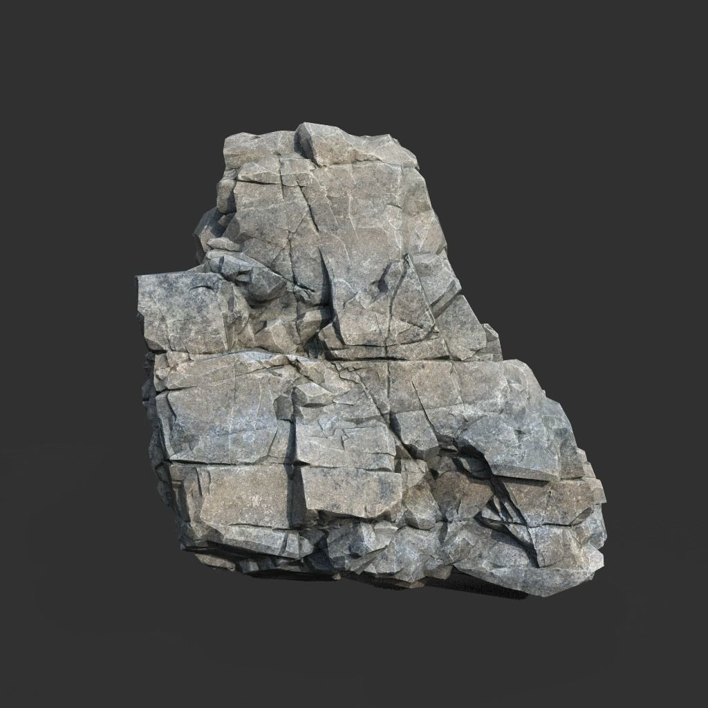 Low poly Gray Cliff Modular Rock 211219 Low-poly 3D model_19