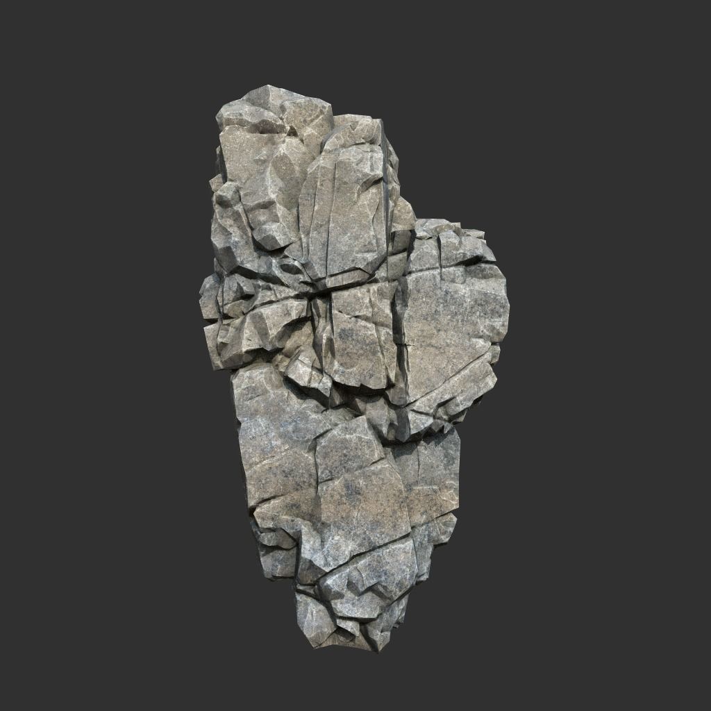 Low poly Gray Cliff Modular Rock 211219 Low-poly 3D model_15